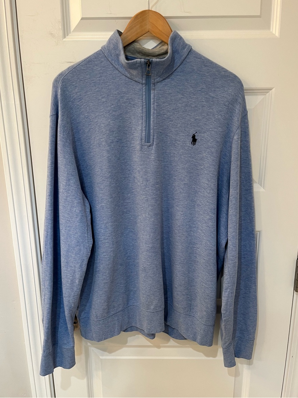 Polo Ralph Lauren Men’s Sky Blue 1/4 Quarter‎ Zip Pullover Pony Logo Sz. Large